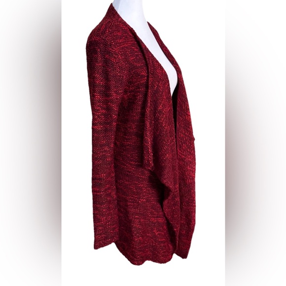 AERIE Dark Red Wool Blend Mid Length Waterfall Sweater Cardigan Small - Picture 2 of 6